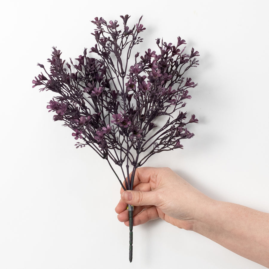 14" Plastic Wax Flower Bush: Purple
