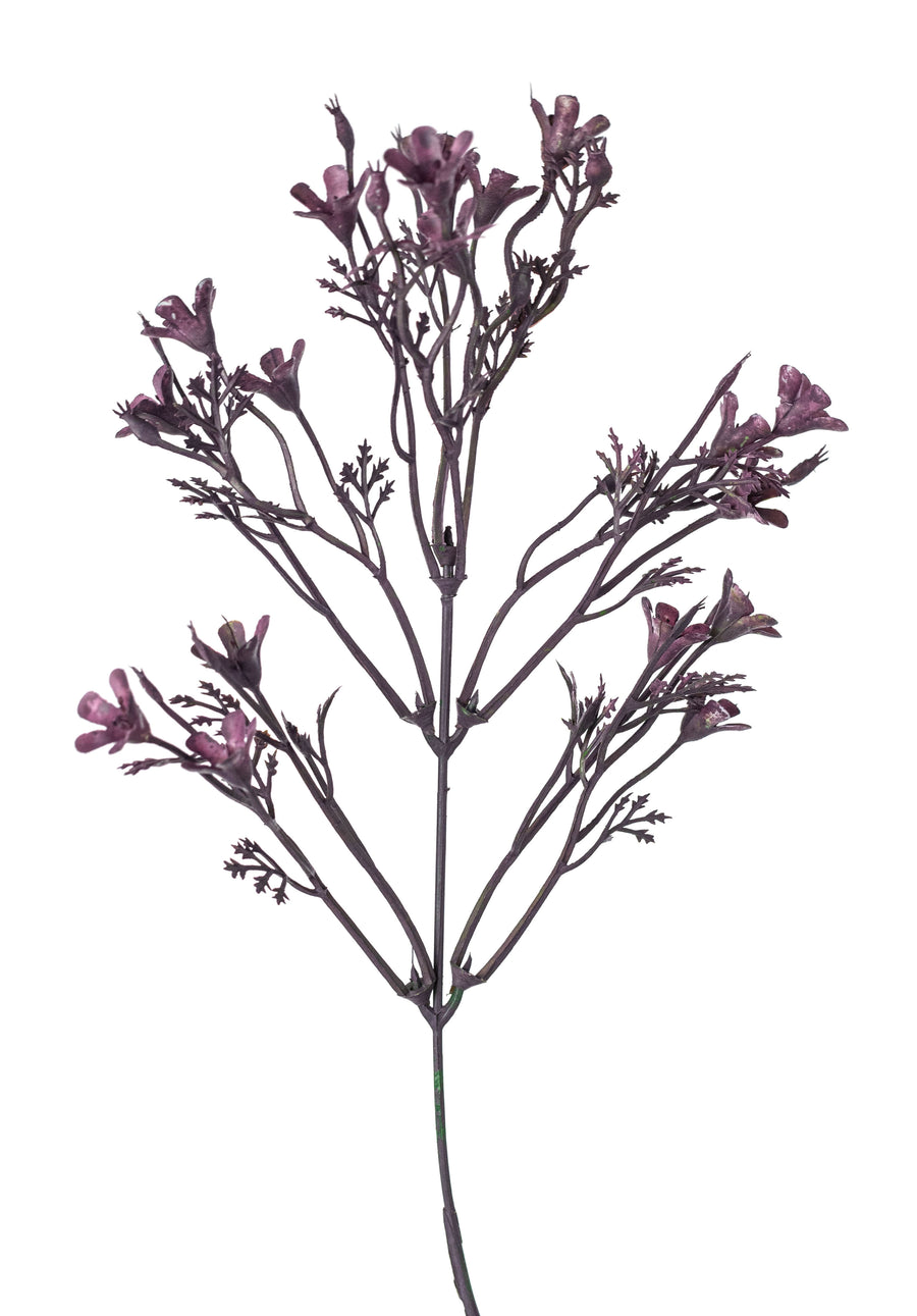 14" Plastic Wax Flower Bush: Purple