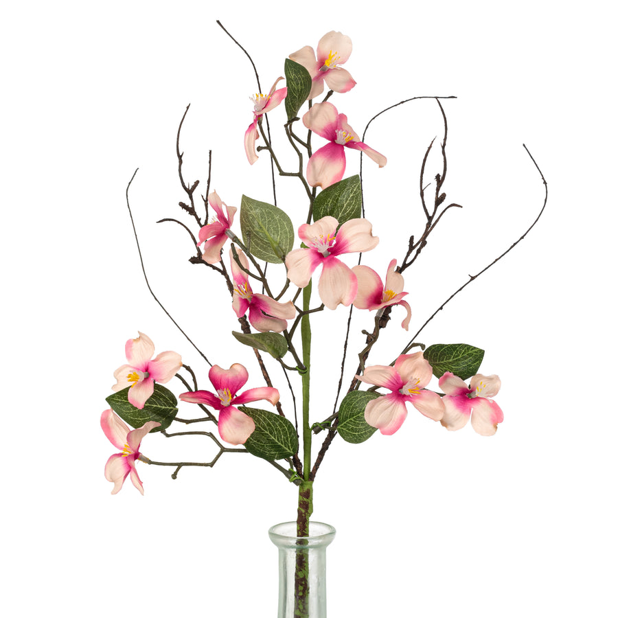 16" Dogwood Flowers & Twigs Pick: Pink