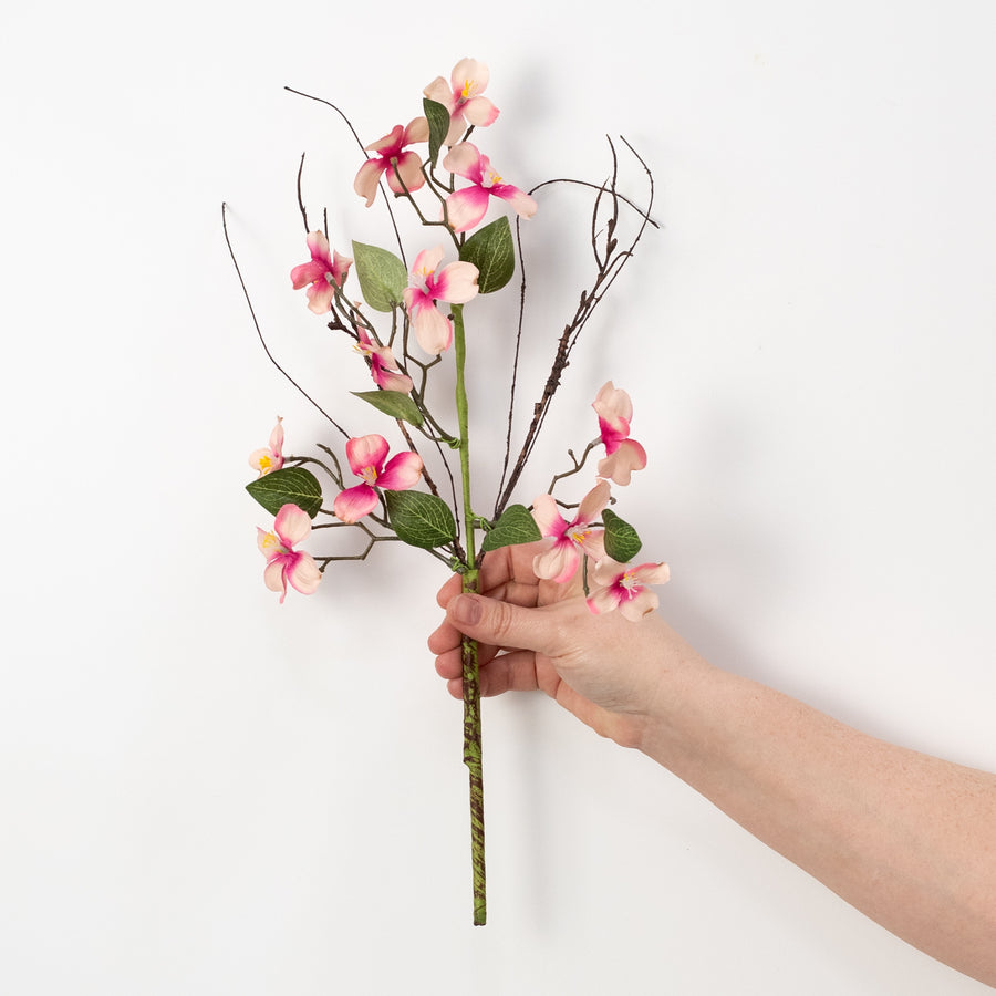 16" Dogwood Flowers & Twigs Pick: Pink