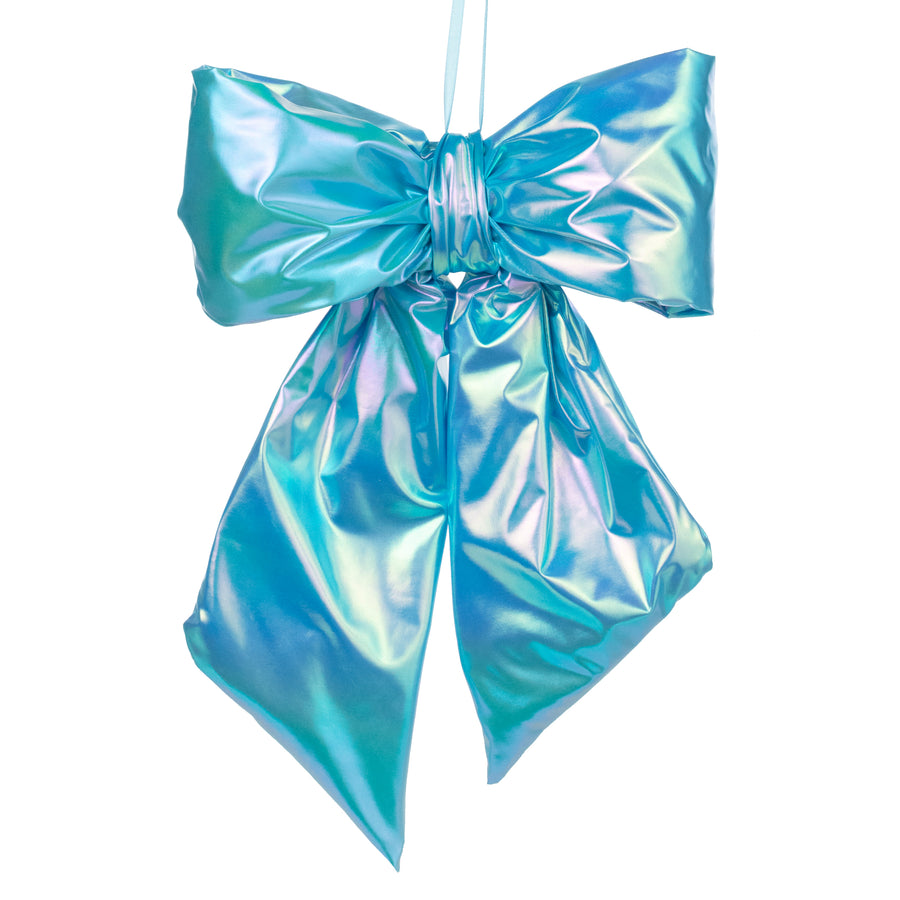 16" Pearlescent Bow Ornament: Iridescent Blue