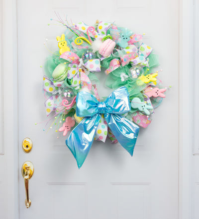 16" Pearlescent Bow Ornament: Iridescent Blue