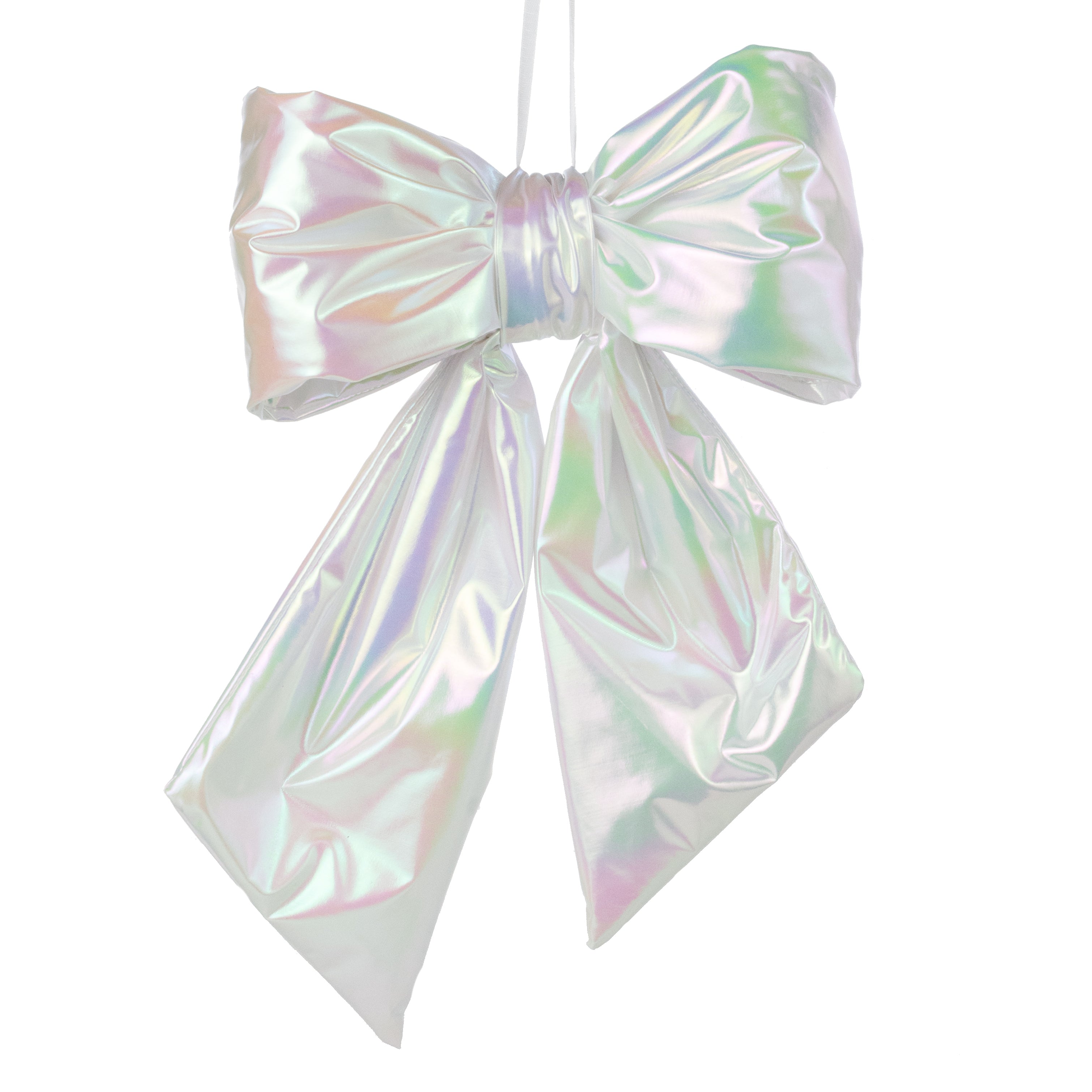 16" Pearlescent Bow Ornament: Iridescent White