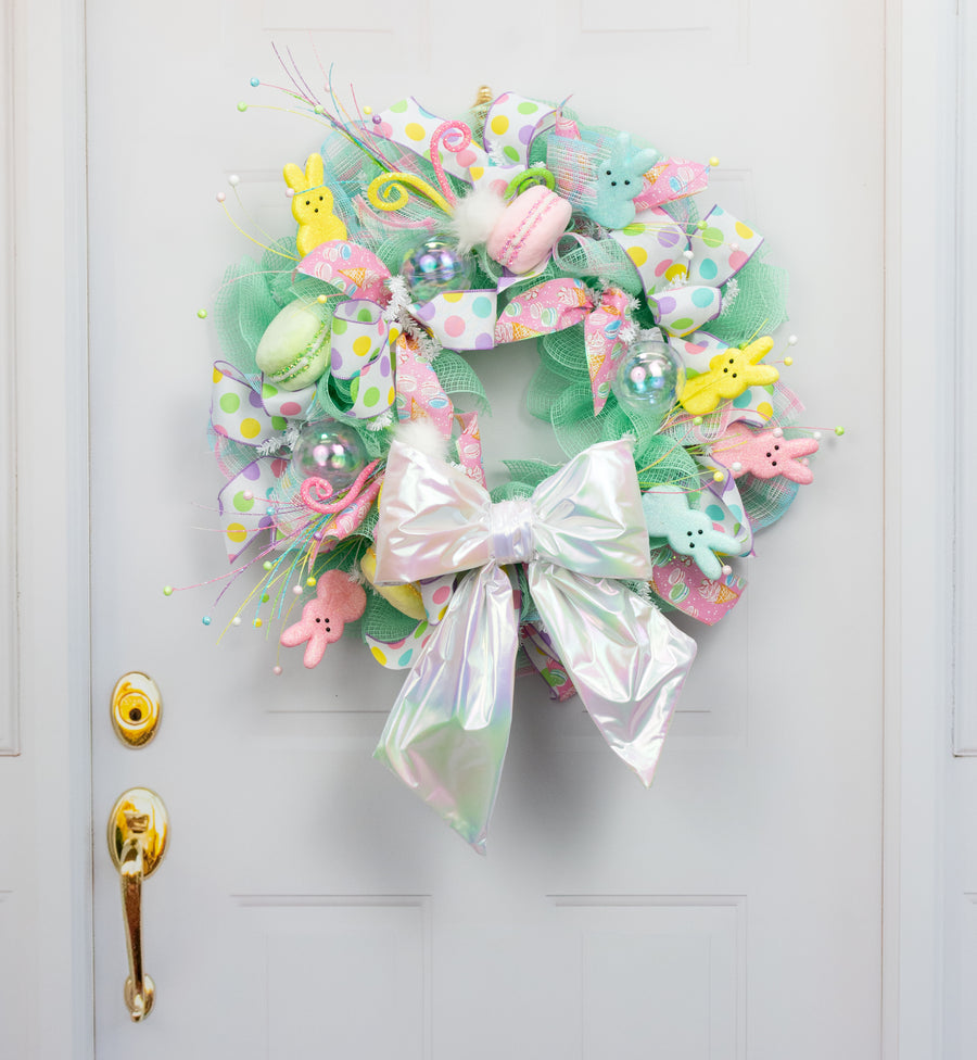 16" Pearlescent Bow Ornament: Iridescent White