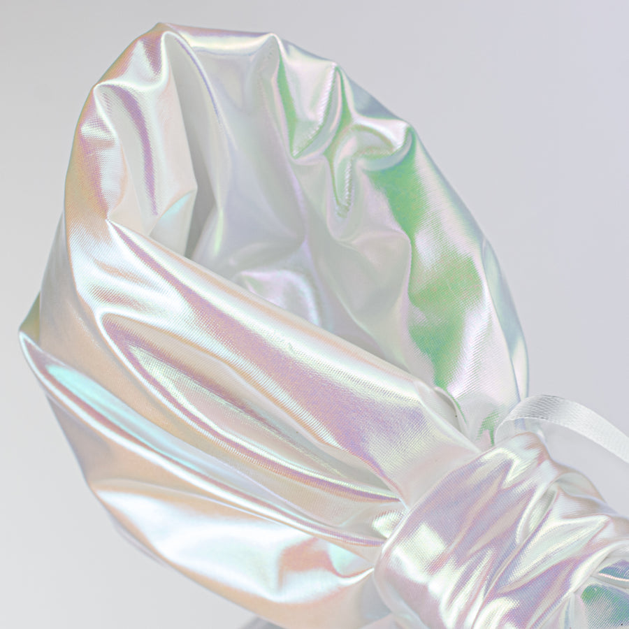 16" Pearlescent Bow Ornament: Iridescent White