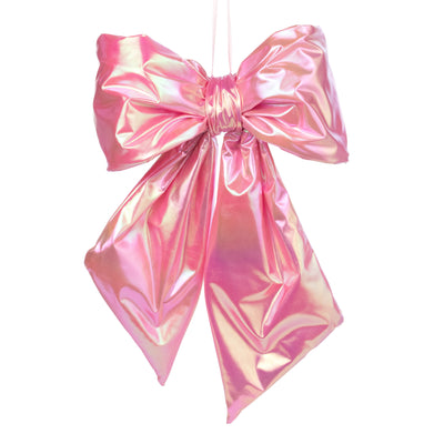 16" Pearlescent Bow Ornament: Iridescent Pink