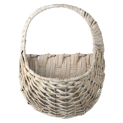 12" Oval Ring Hanging Half Basket: White