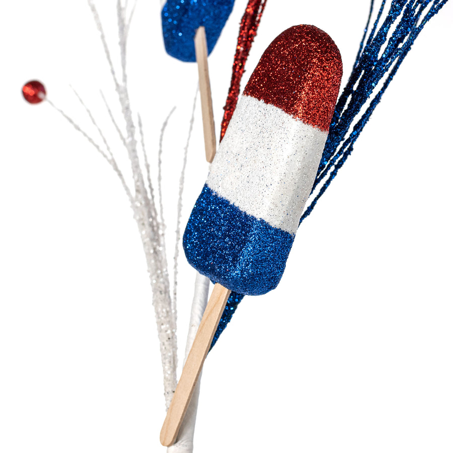 28" Patriotic Popsicles & Balls Spray: Red, White & Blue