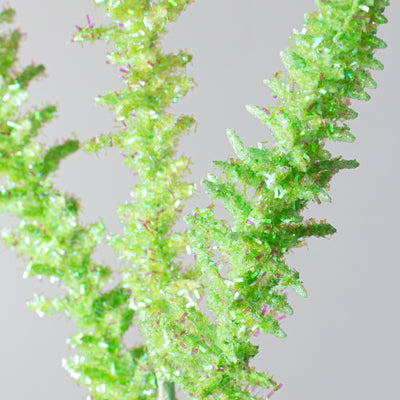 18" Foil Sea Coral Spike Spray: Iridescent Spring Green