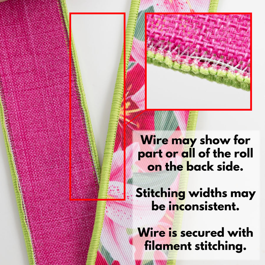 2.5" Double Sided Fused Pink Lilies Ribbon (10 Yards)