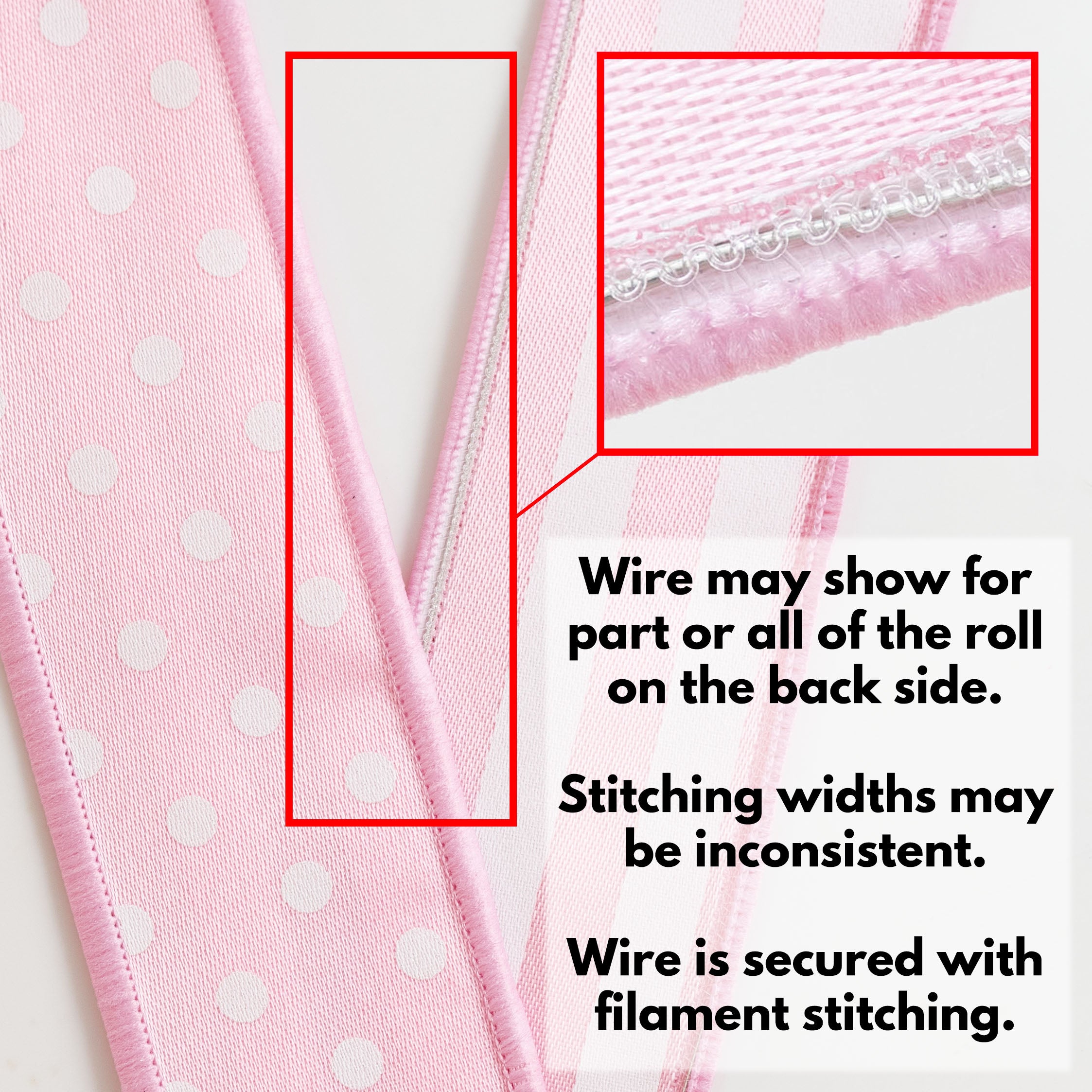 1.5" Double Sided Fused Polka Dots & Stripes Ribbon: Pink & White (10 Yards)