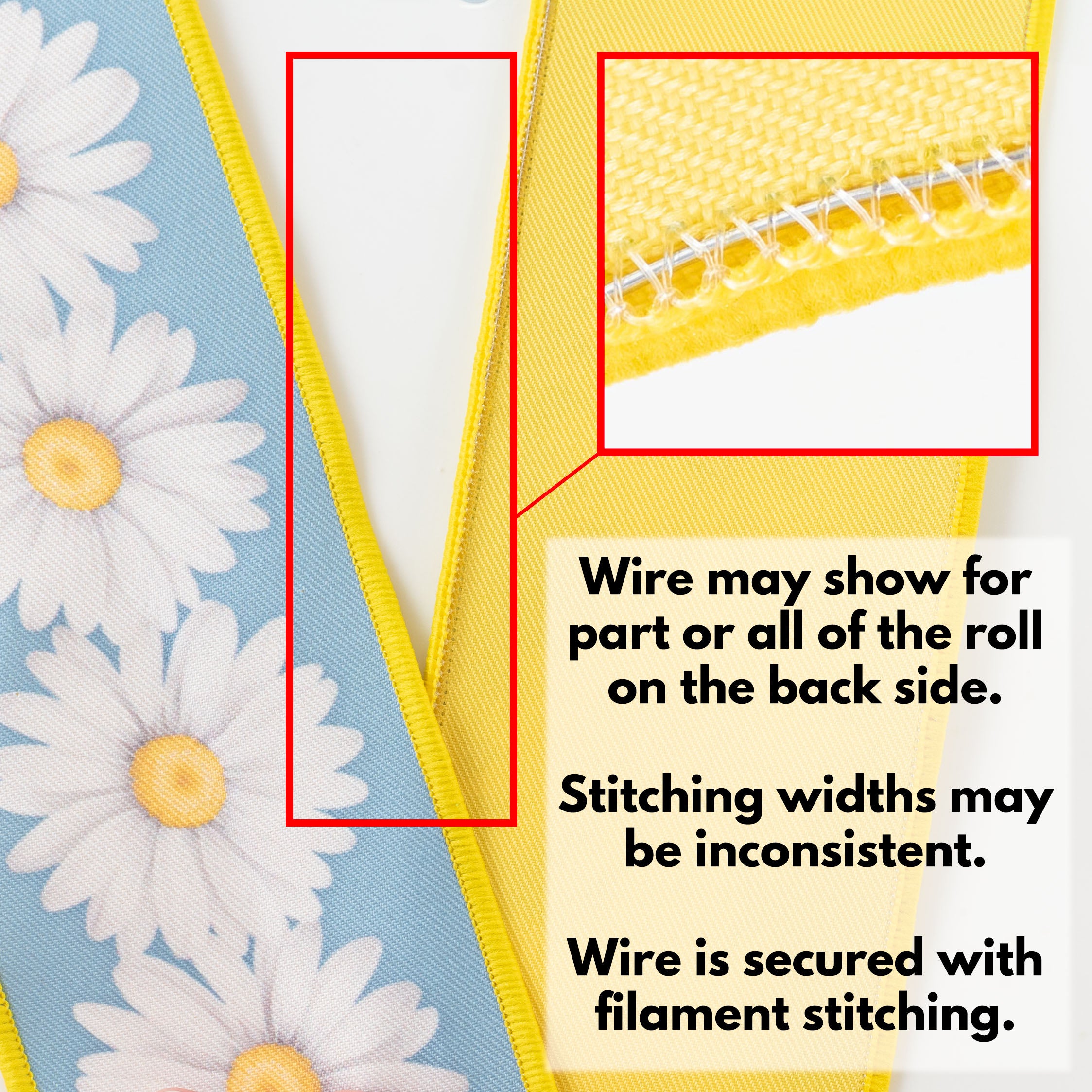 2.5" Double Sided Fused Daisies Ribbon: Smoke Blue & Yellow (10 Yards)