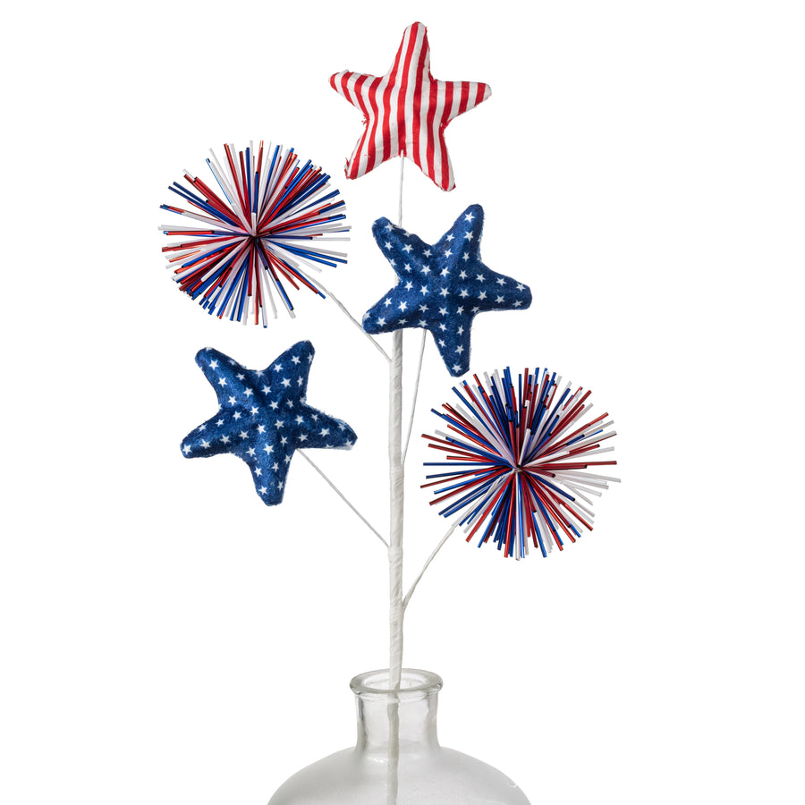 28" Fabric Stars & Stripes Starburst Spray: Red, White & Blue