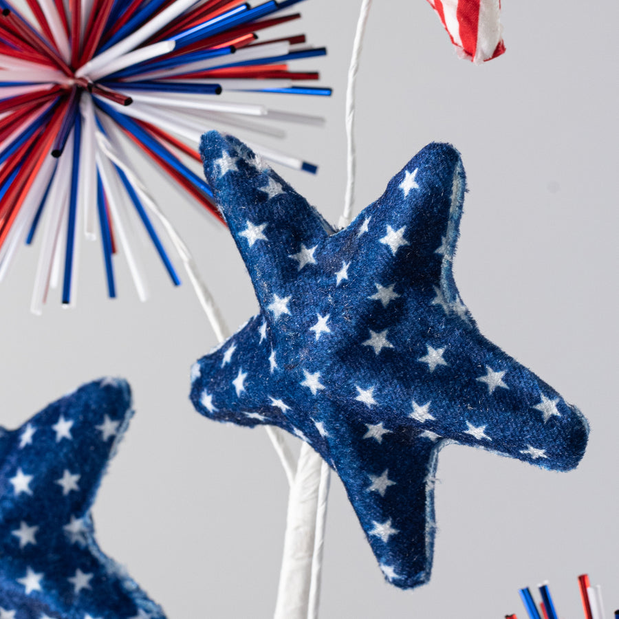 28" Fabric Stars & Stripes Starburst Spray: Red, White & Blue