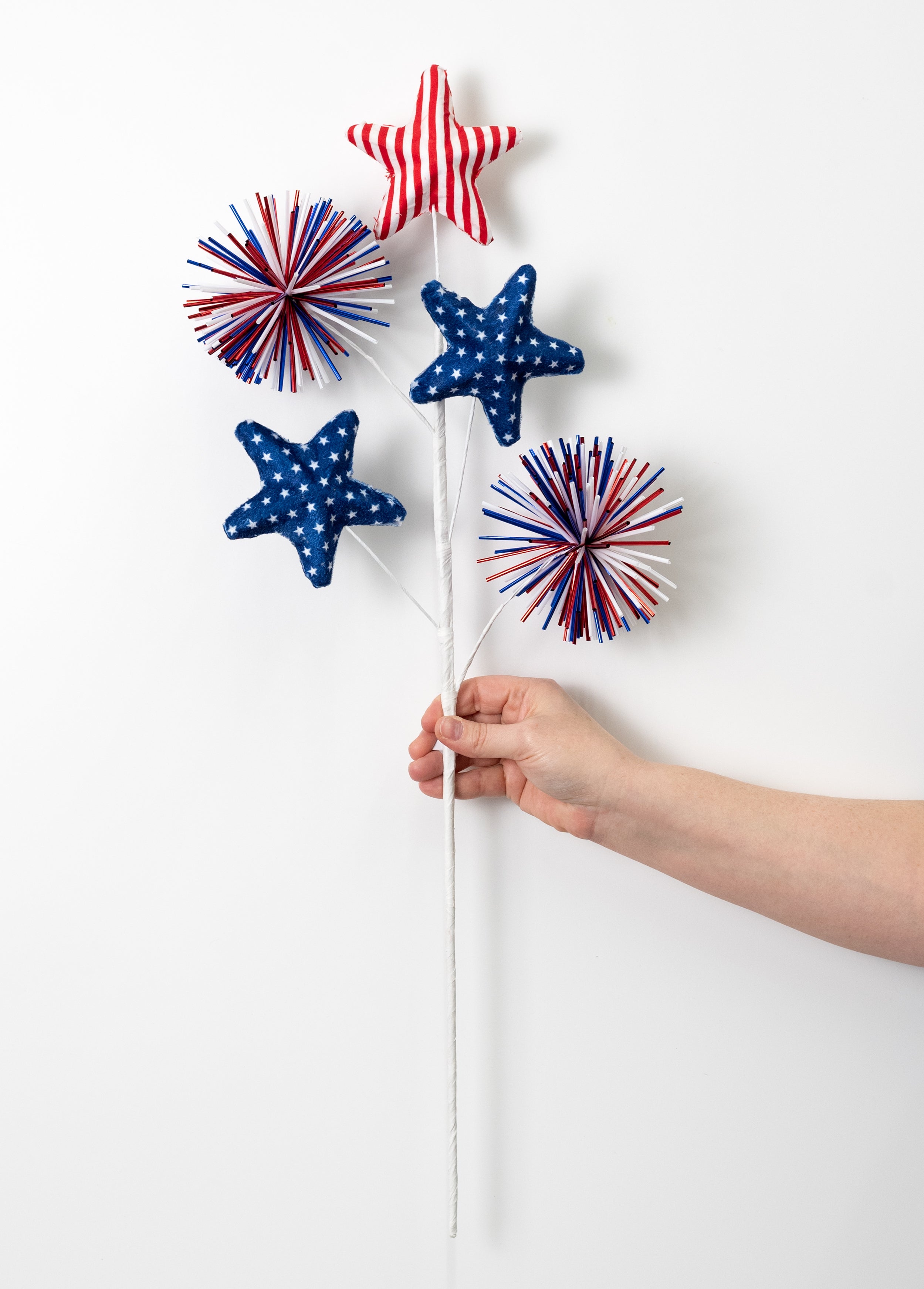 28" Fabric Stars & Stripes Starburst Spray: Red, White & Blue