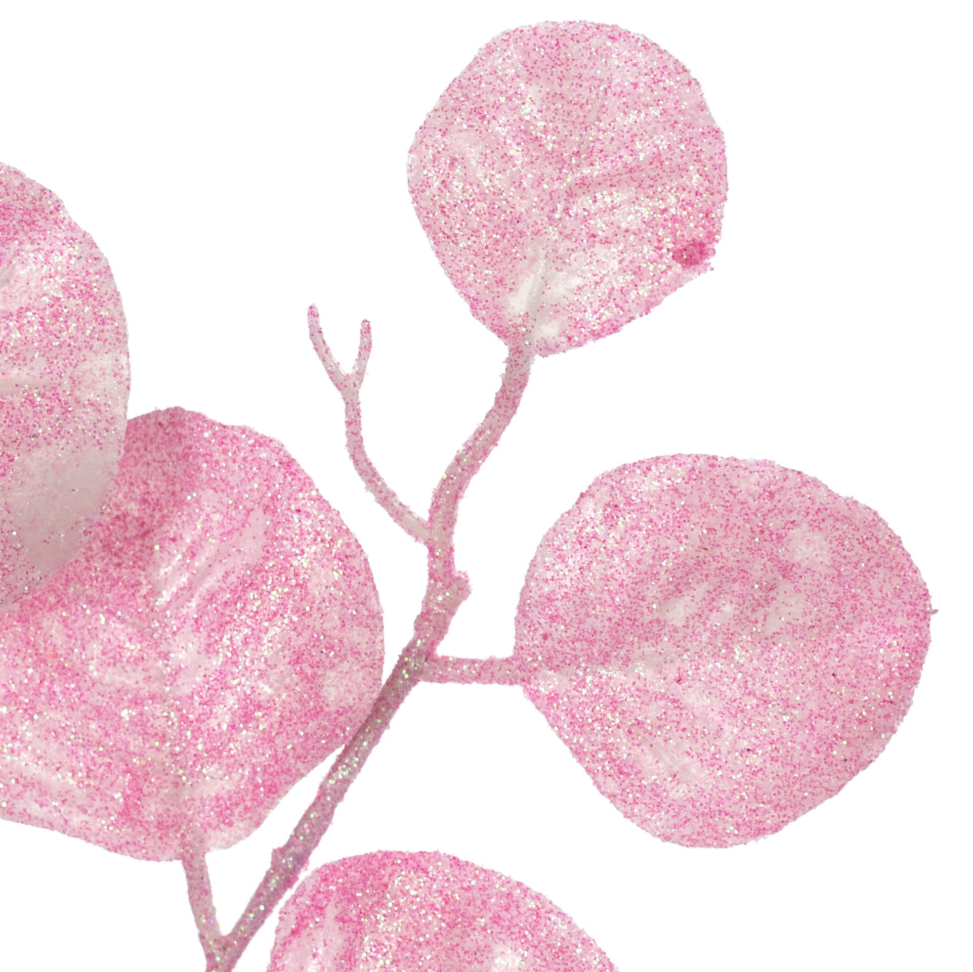 28" Glitter Silver Dollar Eucalyptus Spray: Iridescent Pink