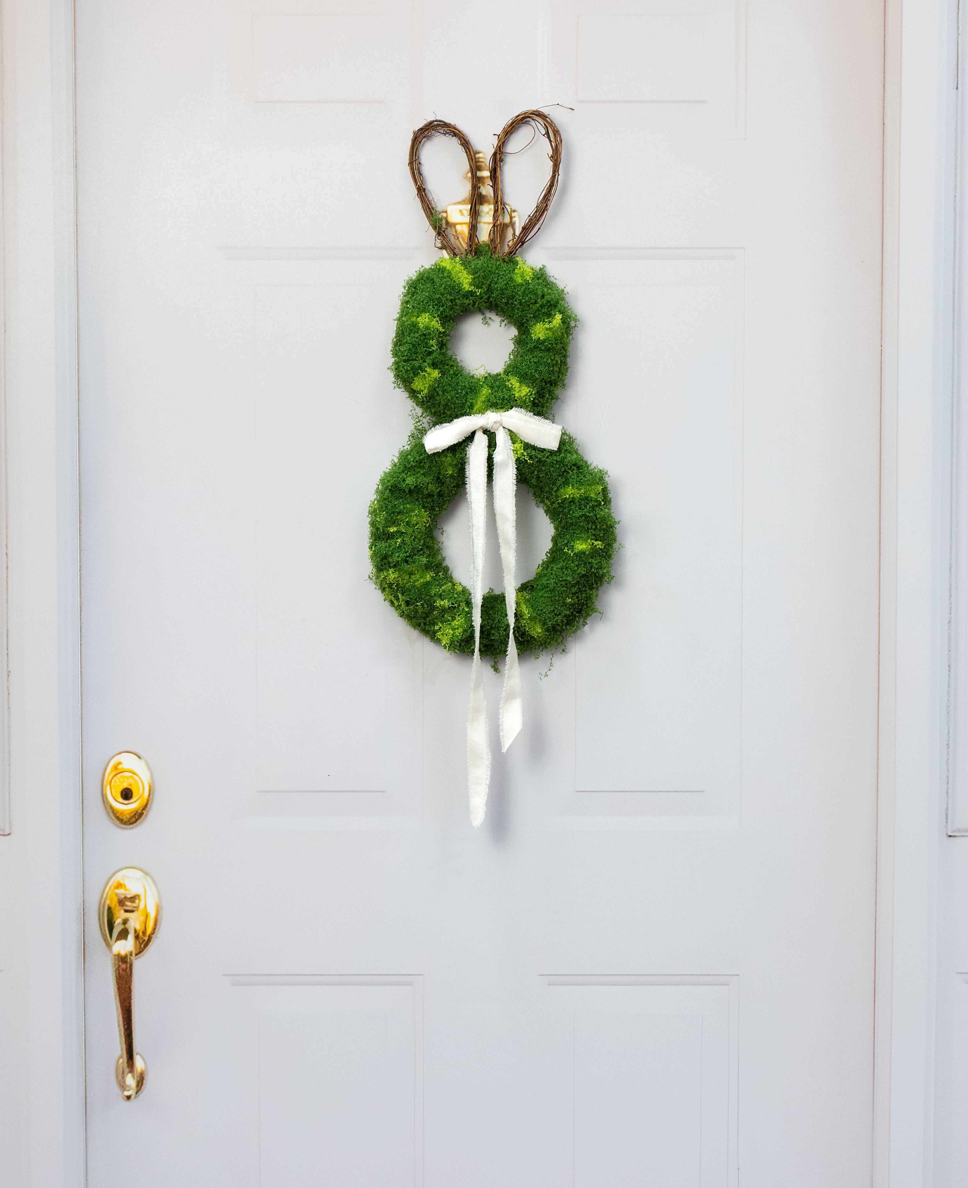 23" Mossy Easter Bunny Wreath Door Hanger