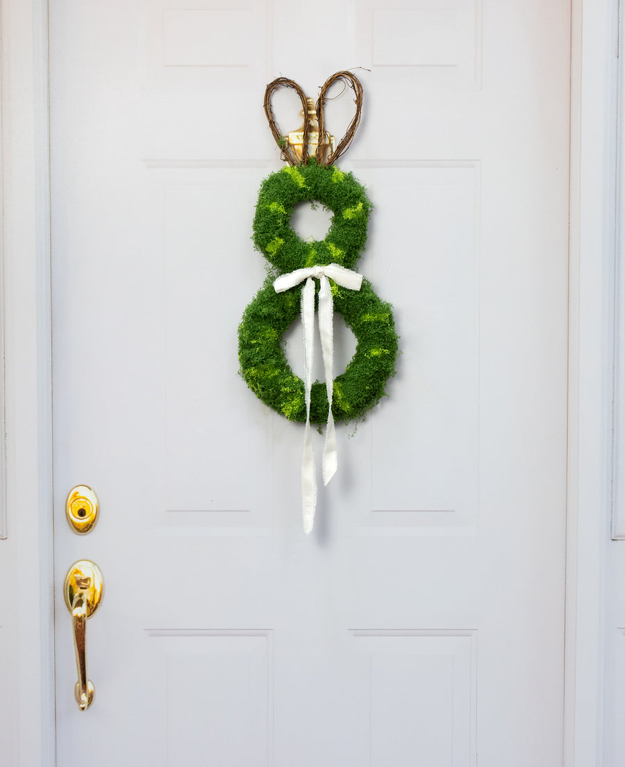 23" Mossy Easter Bunny Wreath Door Hanger