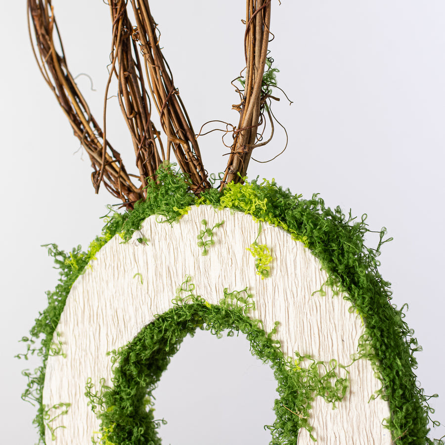 23" Mossy Easter Bunny Wreath Door Hanger
