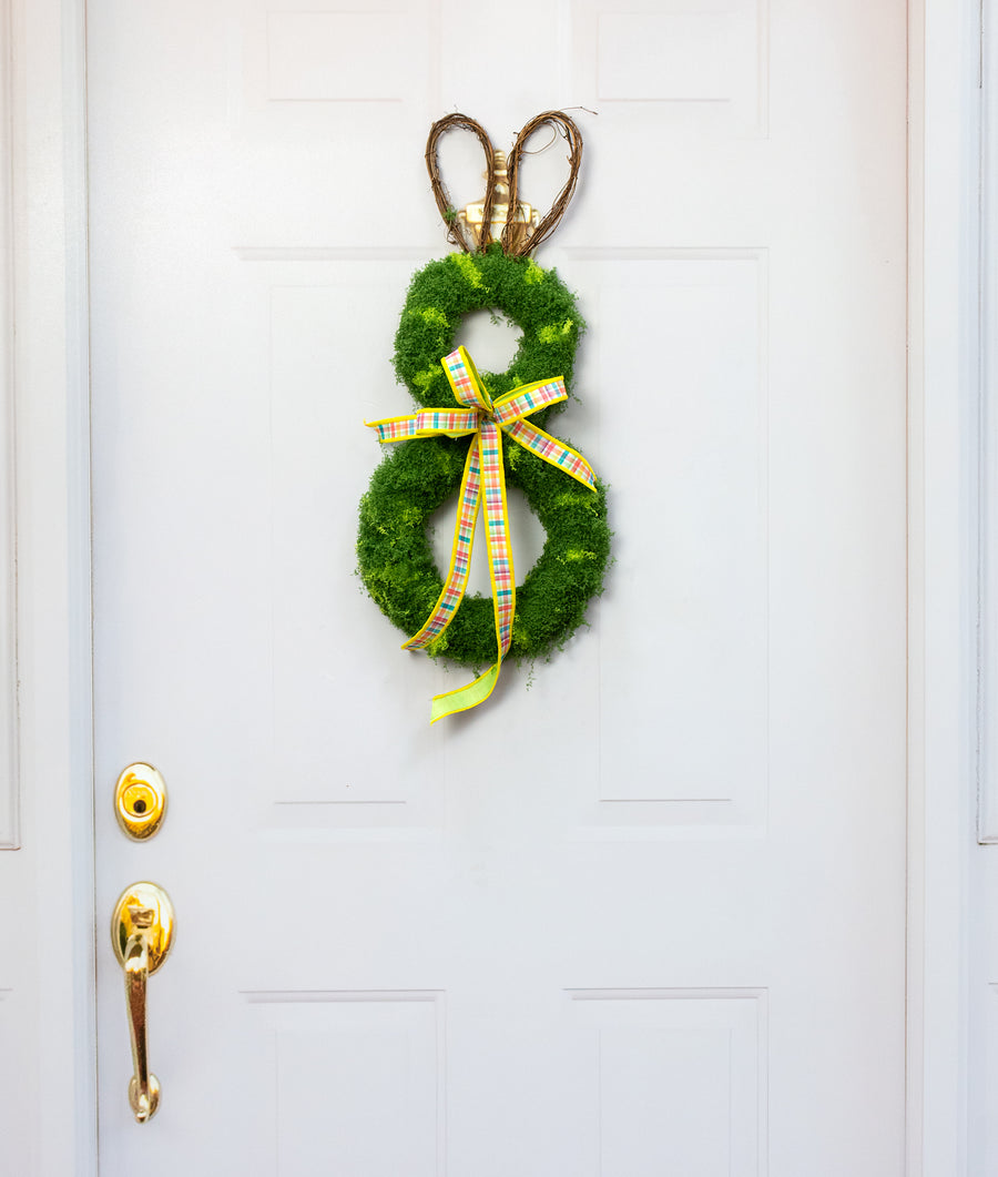 23" Mossy Easter Bunny Wreath Door Hanger