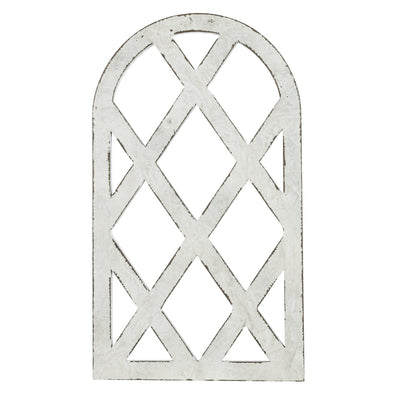 20" Decorative Wood Arched Lattice Window: Antique Grey