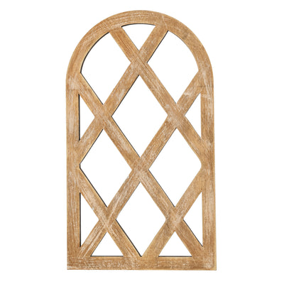 20" Decorative Wood Arched Lattice Window: Antique Beige