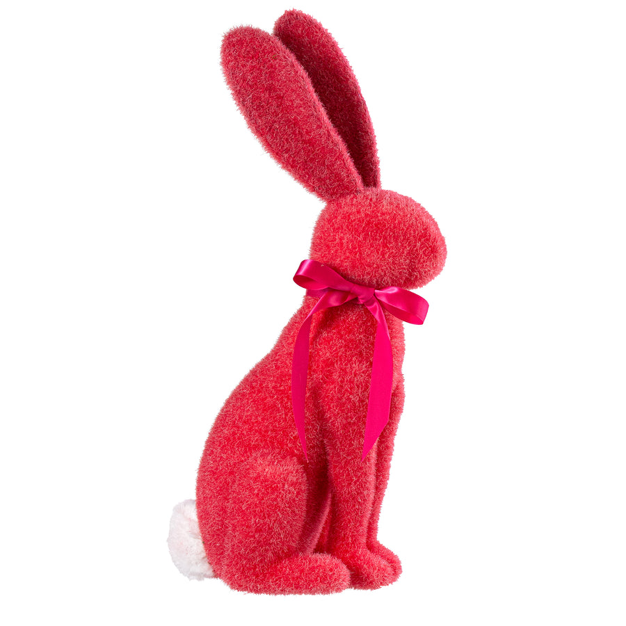 20" Flocked Easter Rabbit: Strawberry Red