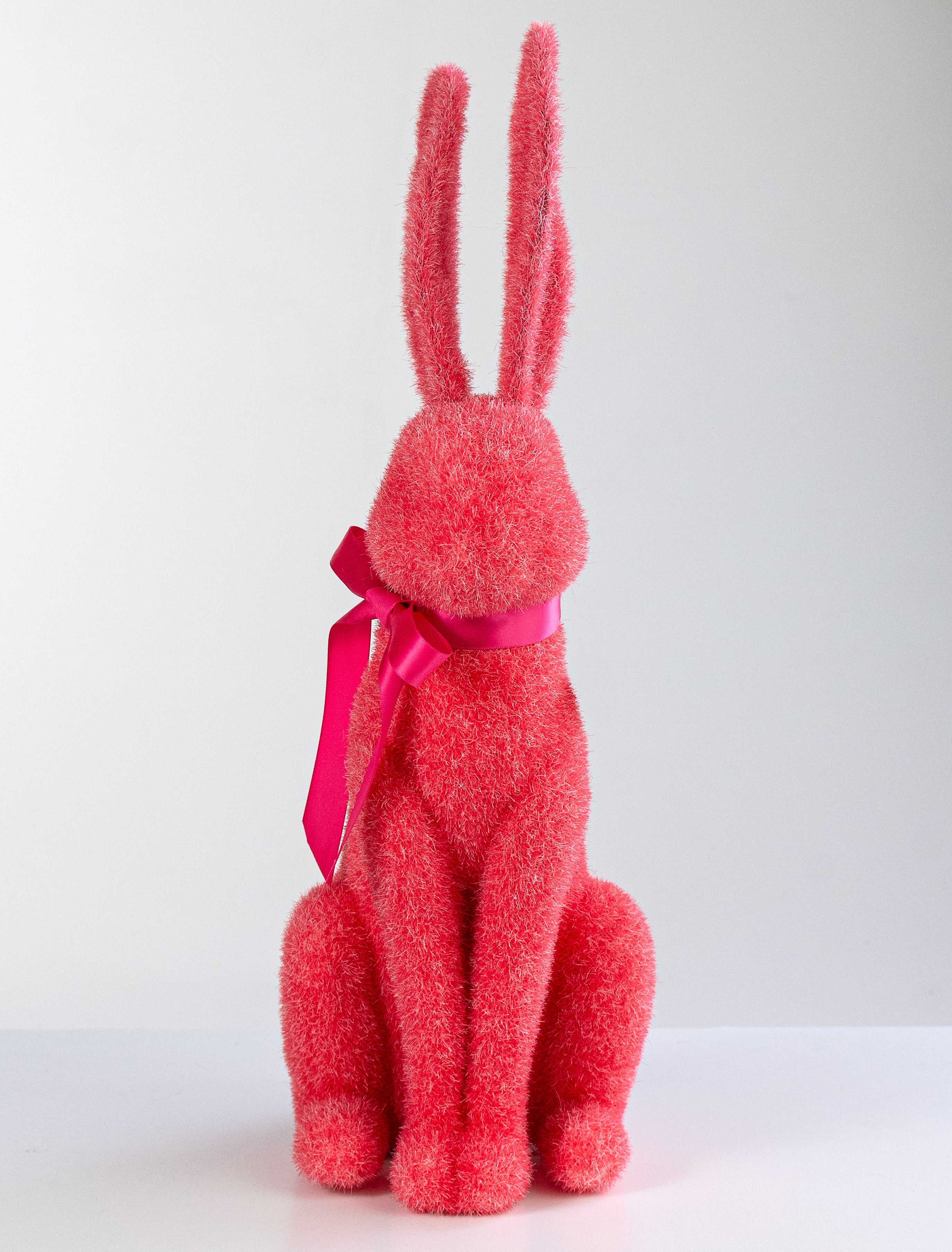 20" Flocked Easter Rabbit: Strawberry Red