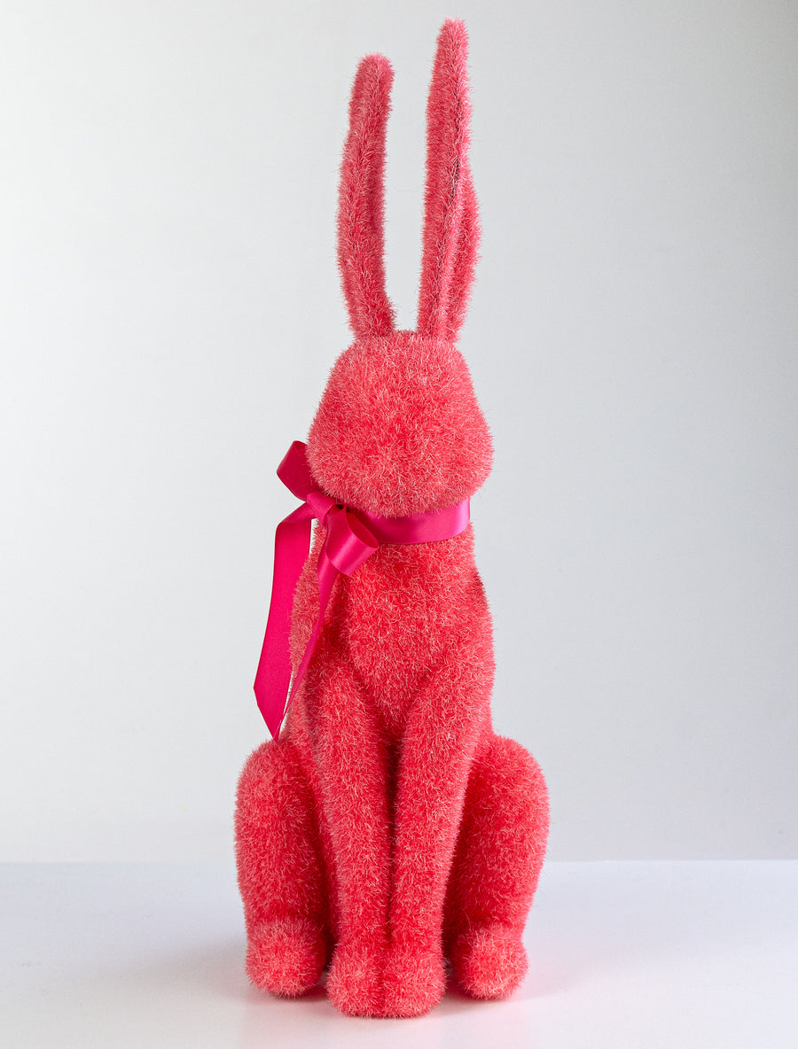 20" Flocked Easter Rabbit: Strawberry Red