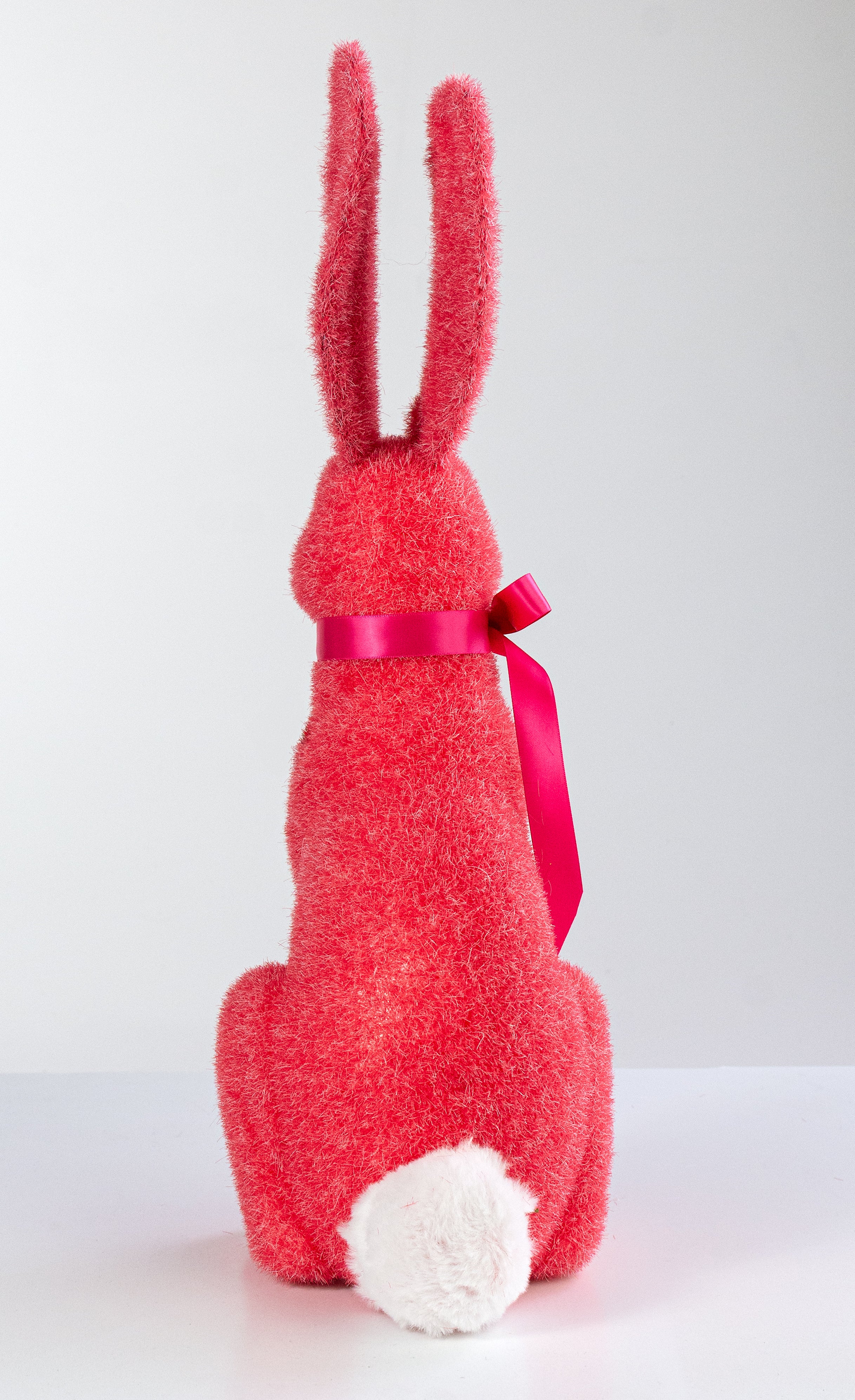 20" Flocked Easter Rabbit: Strawberry Red