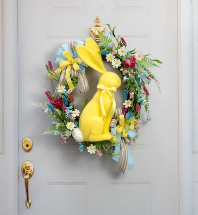 20" Flocked Easter Rabbit: Yellow