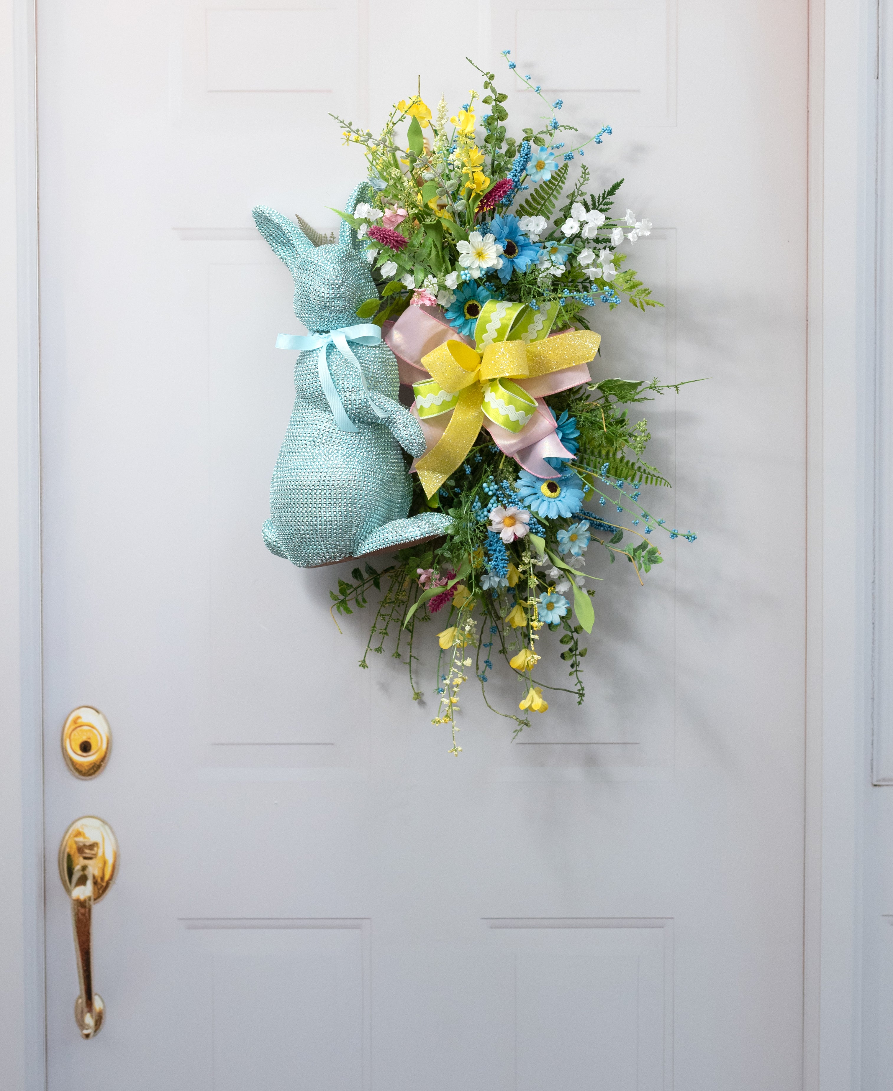 16" Bling Bunny Decoration: Blue