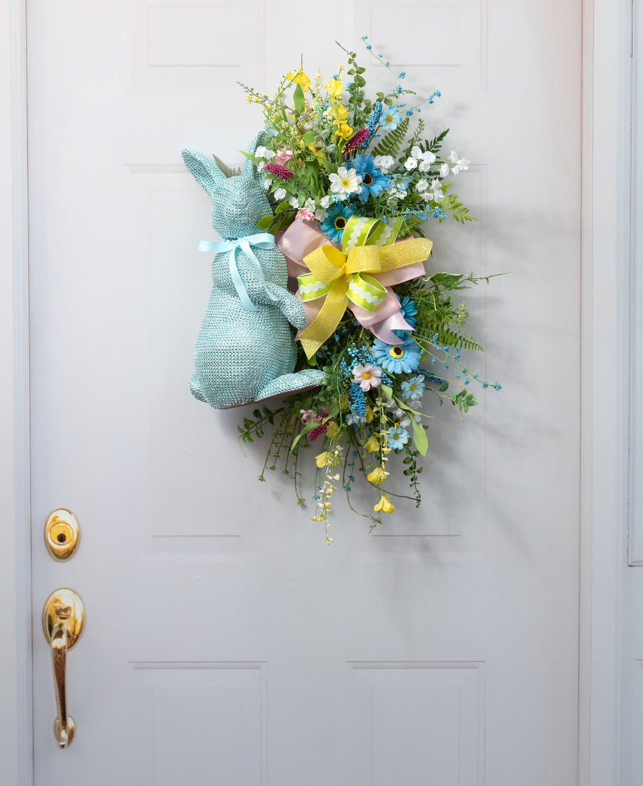16" Bling Bunny Decoration: Blue