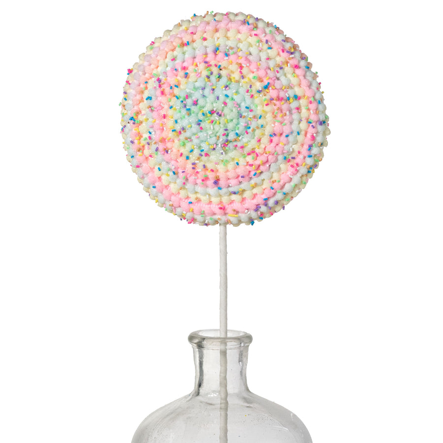 6" x 18" Puff Chenille Sprinkle Lollipop Pick: Pastel