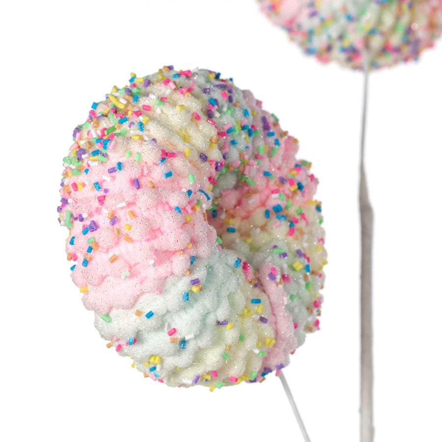 26" Puff Chenille Sprinkle Donut Spray: Pastel