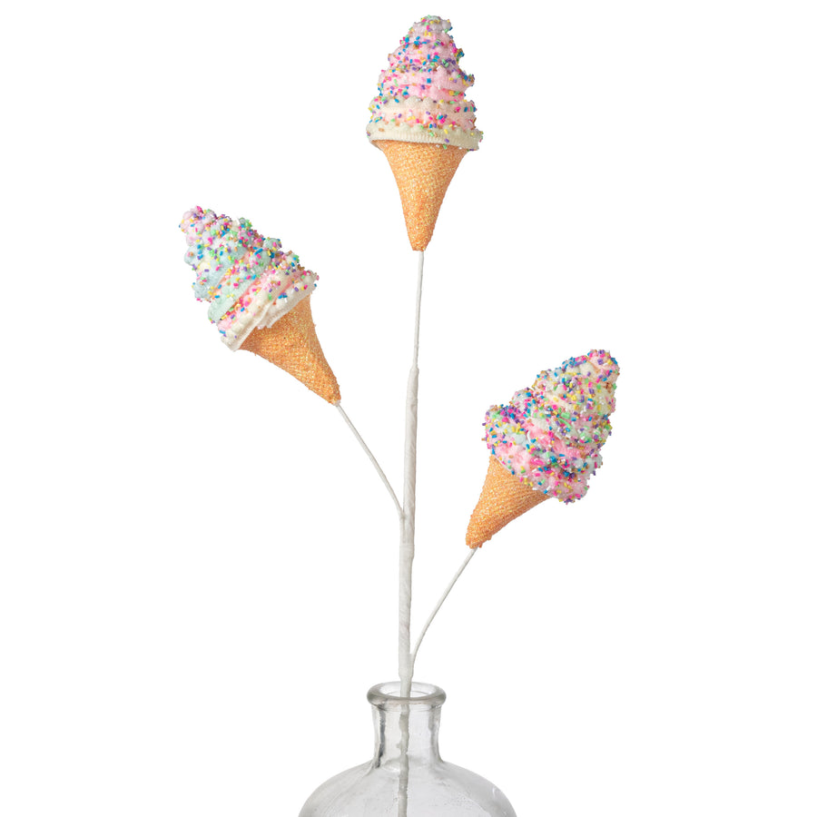26" Puff Chenille Sprinkle Ice Cream Cone Spray: Pastel