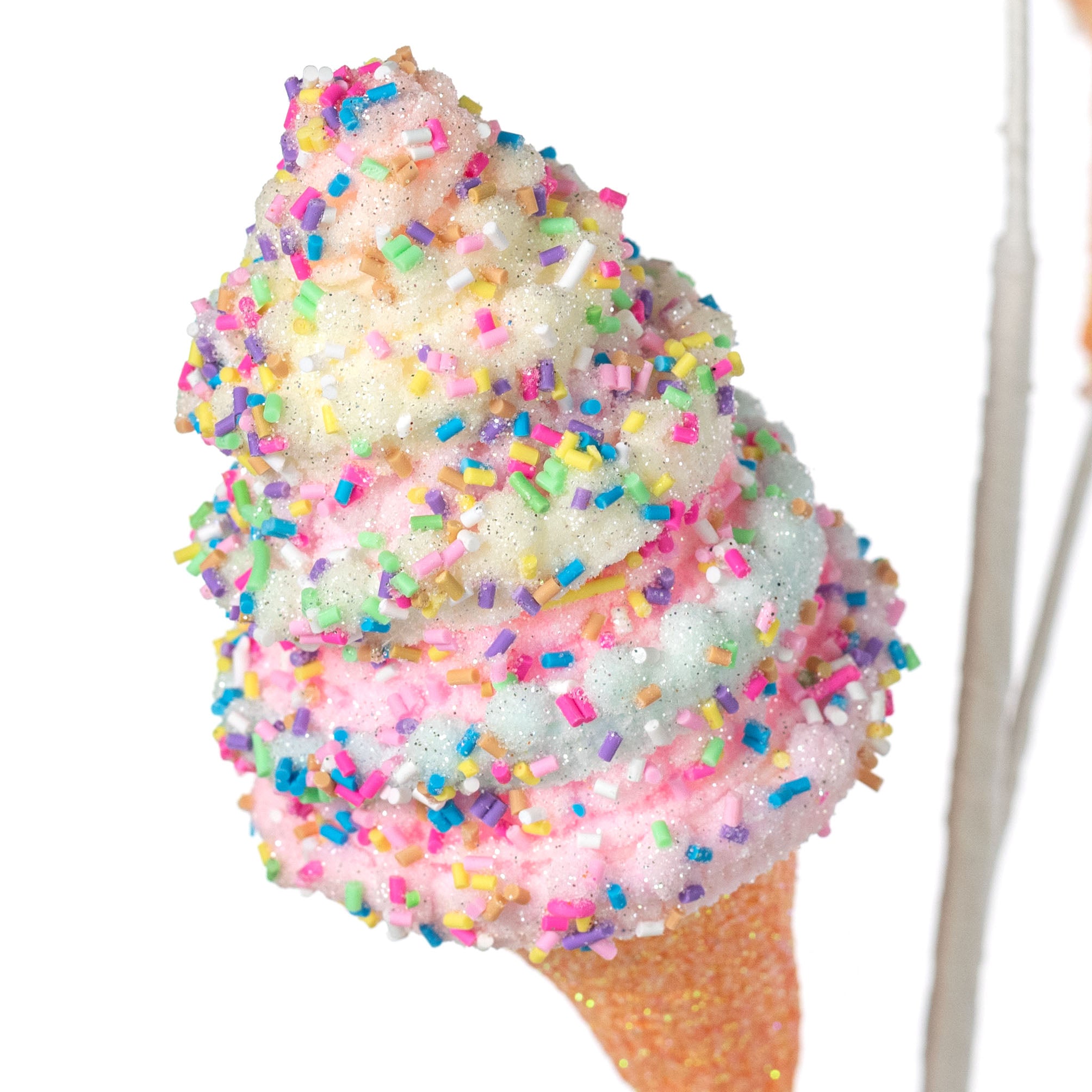 26" Puff Chenille Sprinkle Ice Cream Cone Spray: Pastel