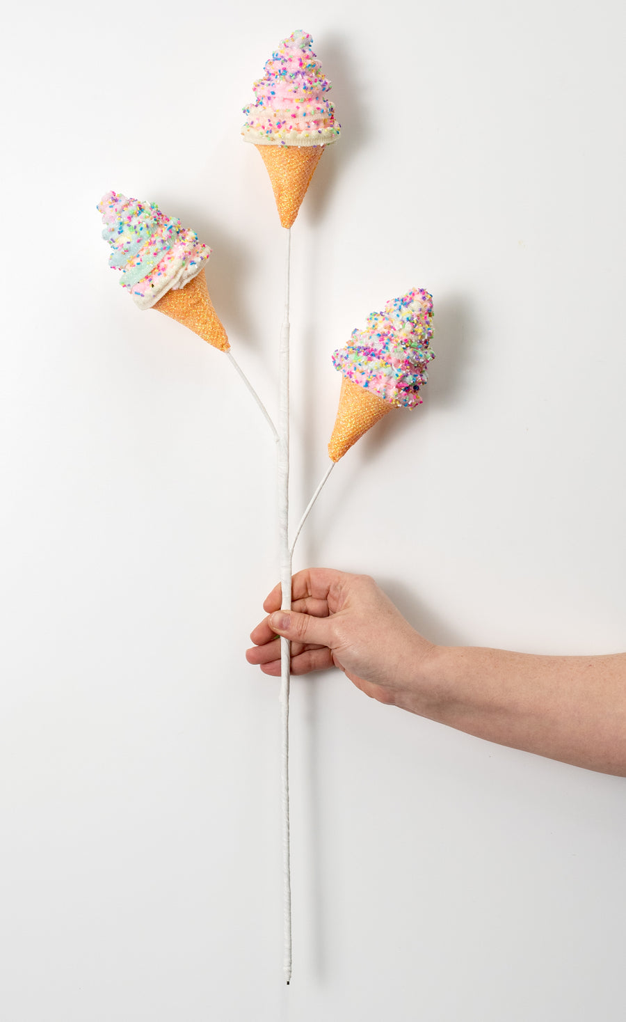 26" Puff Chenille Sprinkle Ice Cream Cone Spray: Pastel