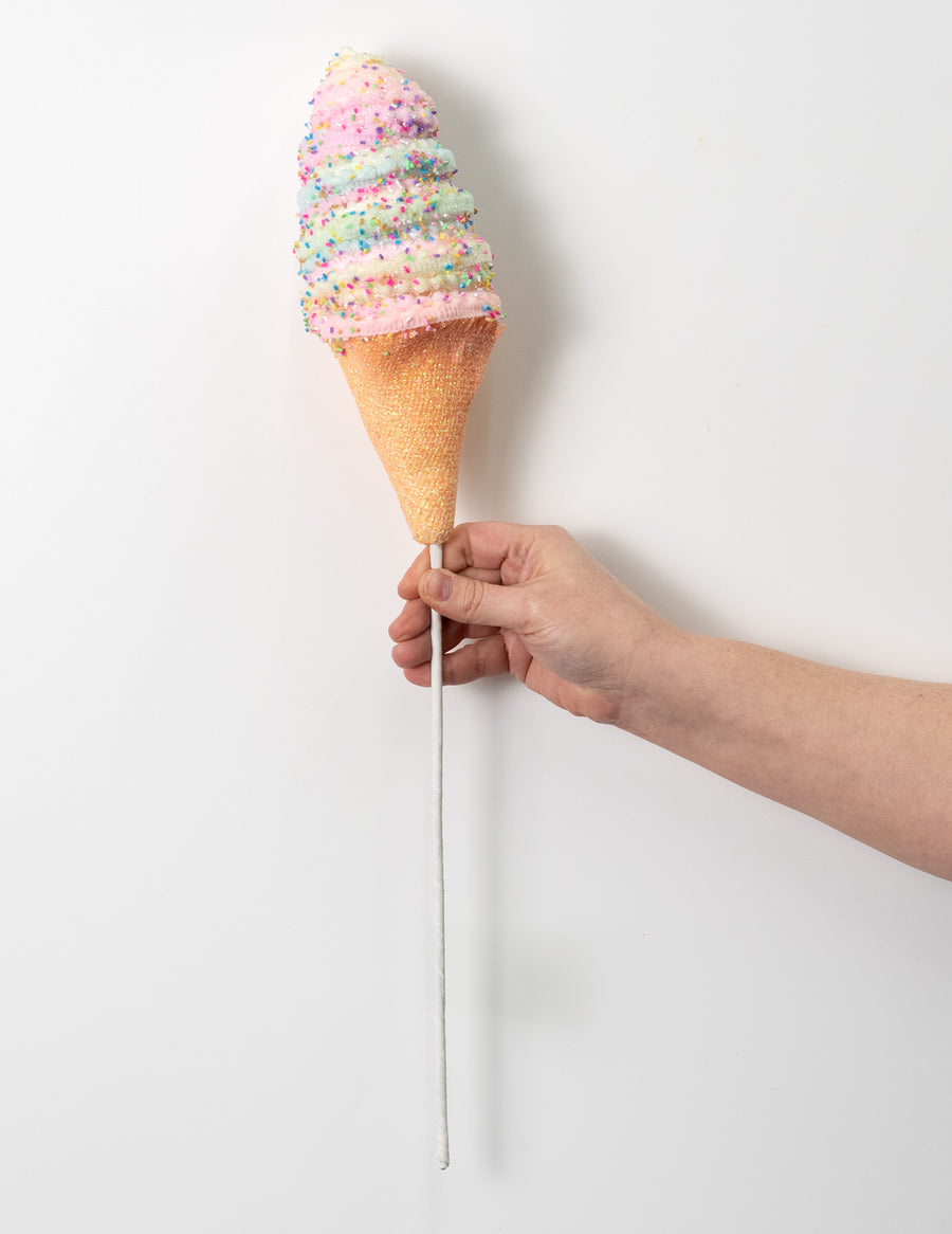 20" Puff Chenille Sprinkle Ice Cream Pick: Pastel