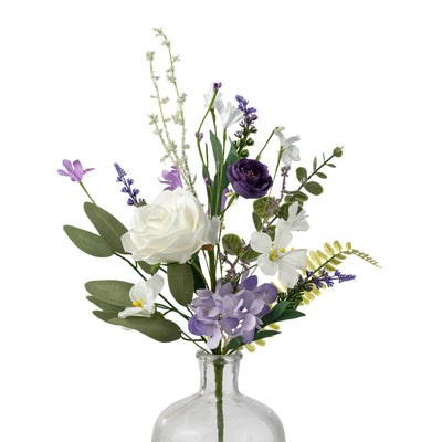 19" Fabric Rose & Hydrangea Flower Spray: Violet, Lavender & White