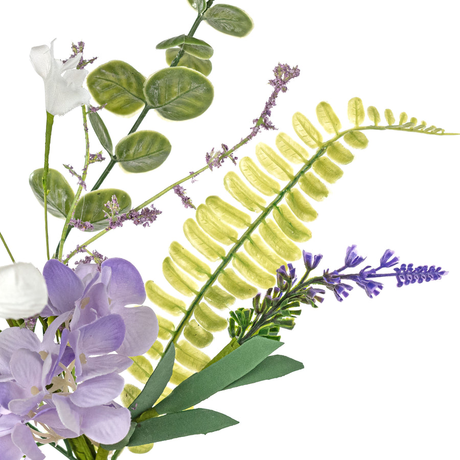 19" Fabric Rose & Hydrangea Flower Spray: Violet, Lavender & White