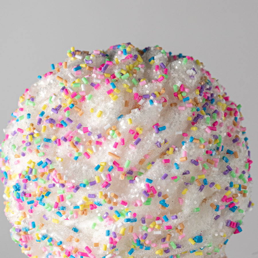 4.25" Velvet Sprinkle Ball Ornament: White