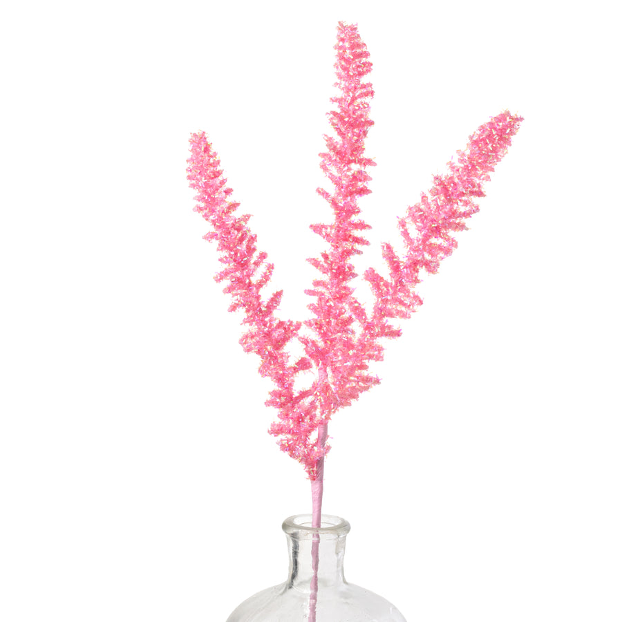 18" Foil Sea Coral Spike Spray: Iridescent Hot Pink