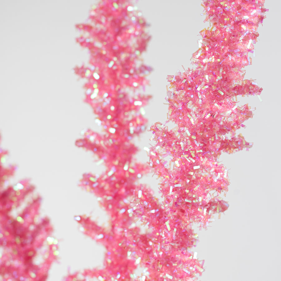 18" Foil Sea Coral Spike Spray: Iridescent Hot Pink