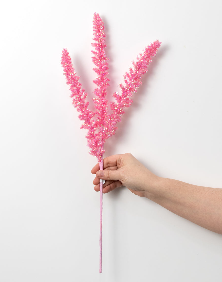18" Foil Sea Coral Spike Spray: Iridescent Hot Pink