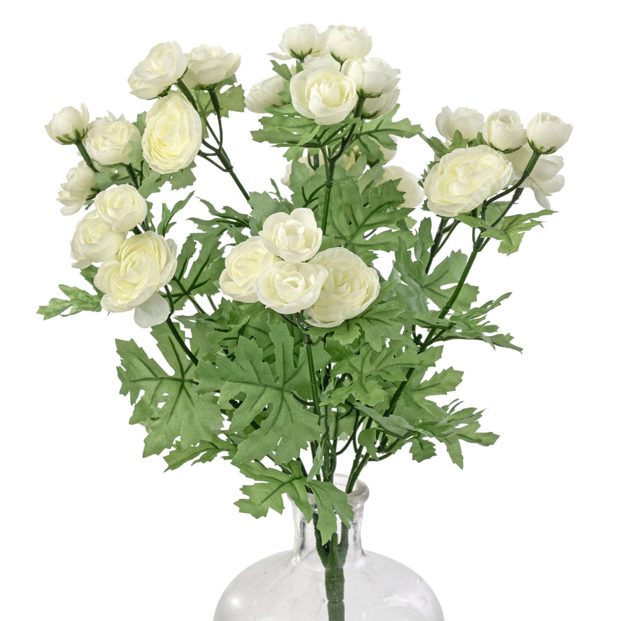 16" Mini Ranunculus Bush: Cream (9 Stem)