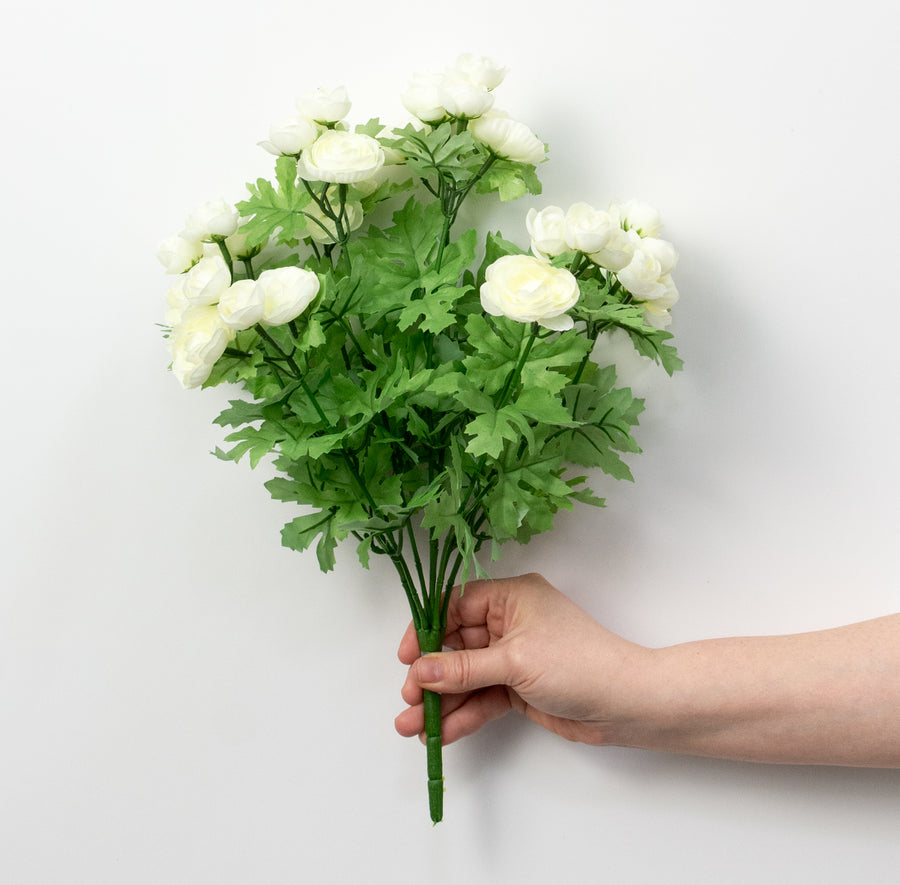 16" Mini Ranunculus Bush: Cream (9 Stem)