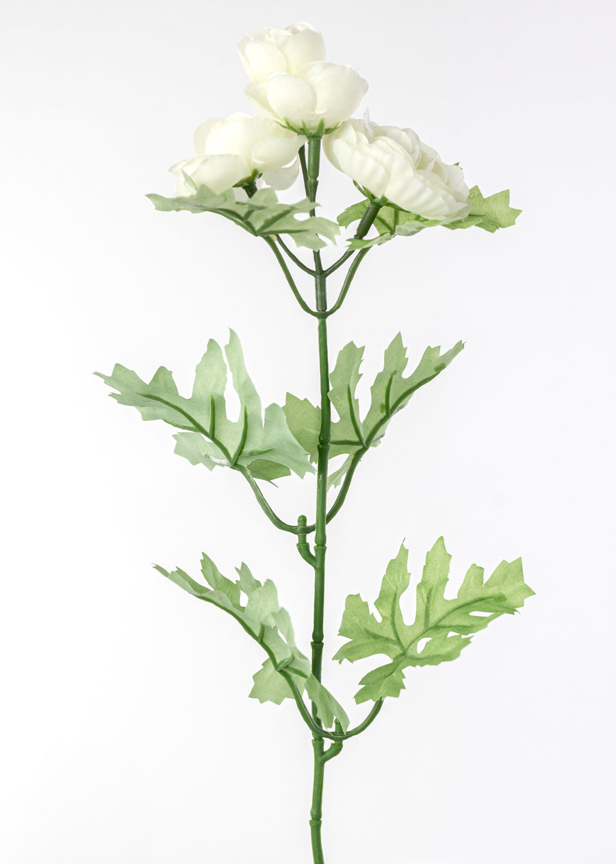 16" Mini Ranunculus Bush: Cream (9 Stem)