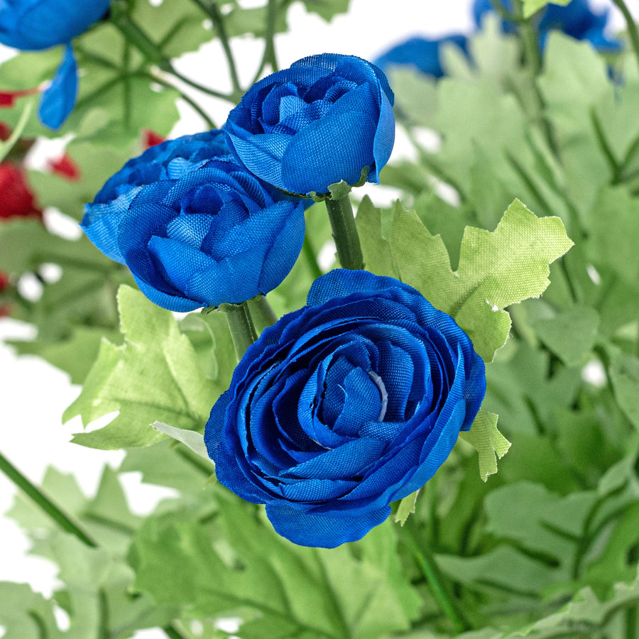 16" Mini Ranunculus Bush: Red, White & Blue (9 Stem)