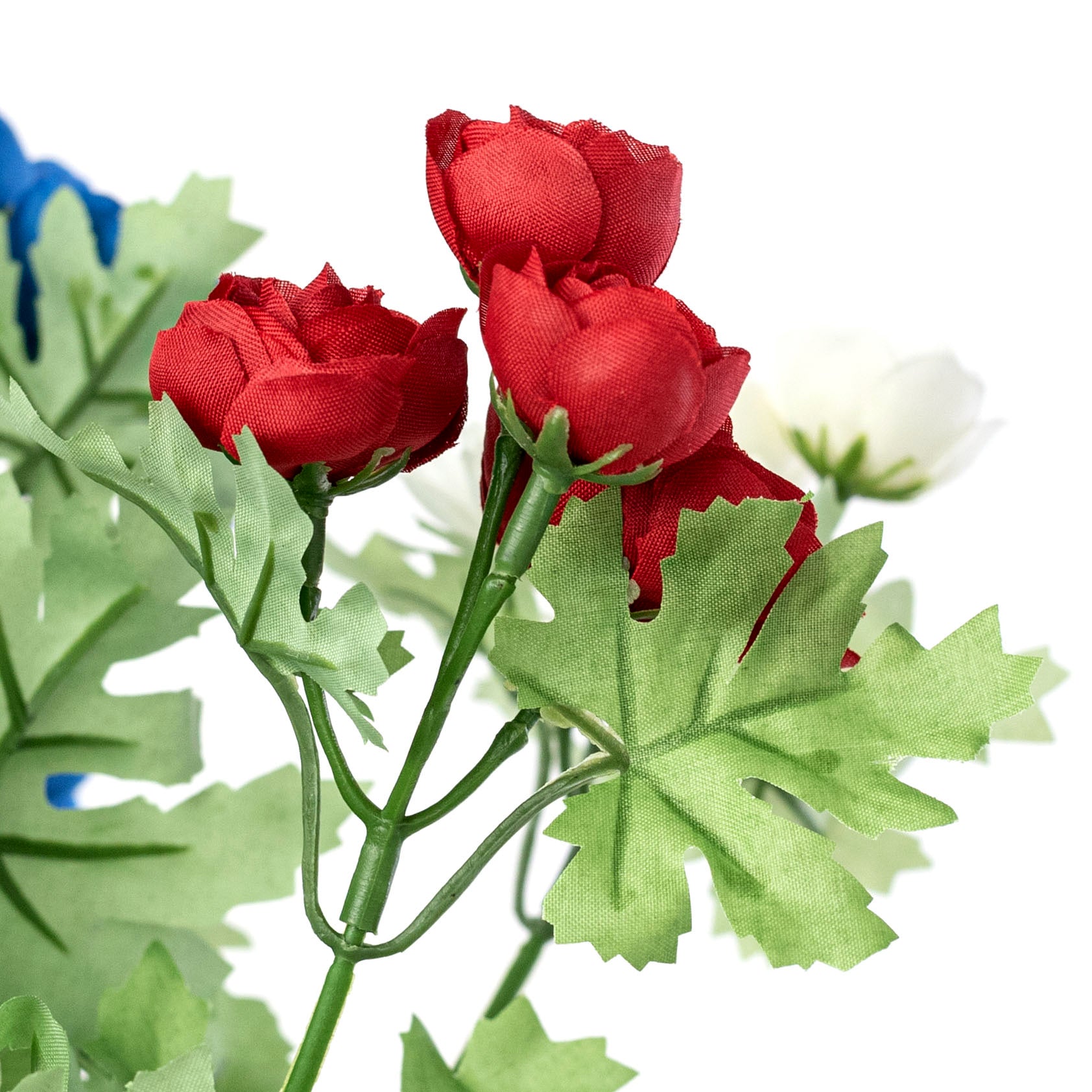 16" Mini Ranunculus Bush: Red, White & Blue (9 Stem)